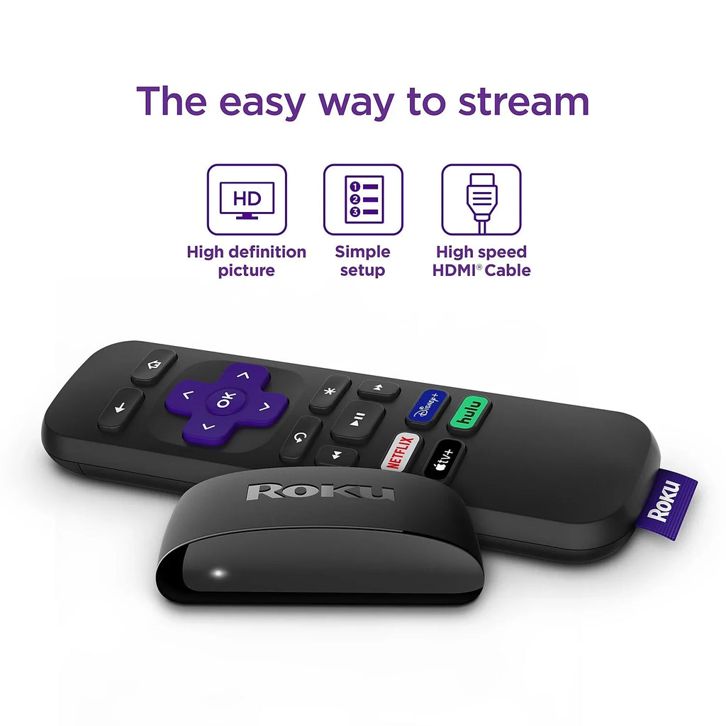 HD HDMI Streaming Simple Roku Player Remote and Speed Cable High with Media Express
