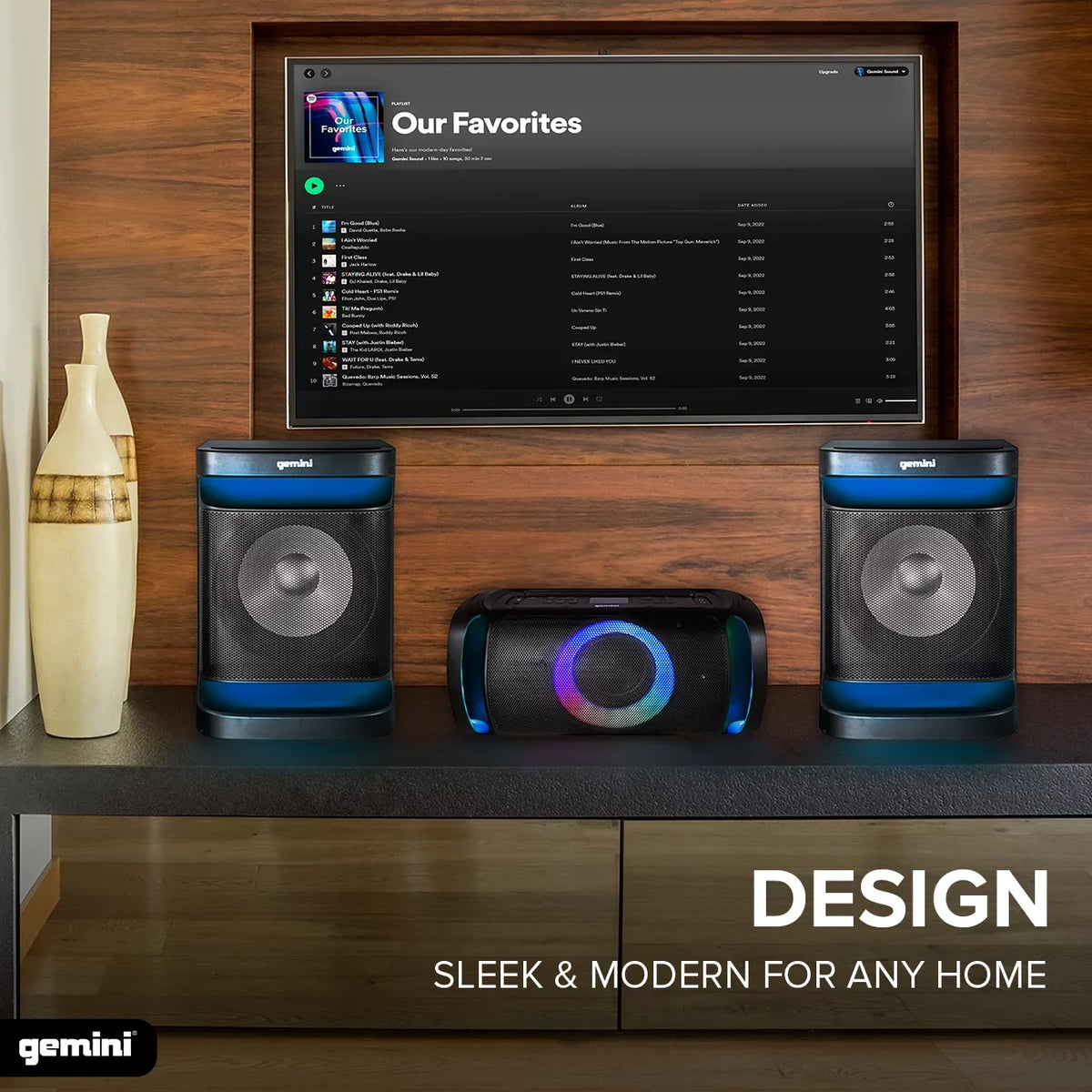 Light 4000W Sound LED Stereo Audio GSYS-4800 & Gemini System Bluetooth Watts with Theater Home Party