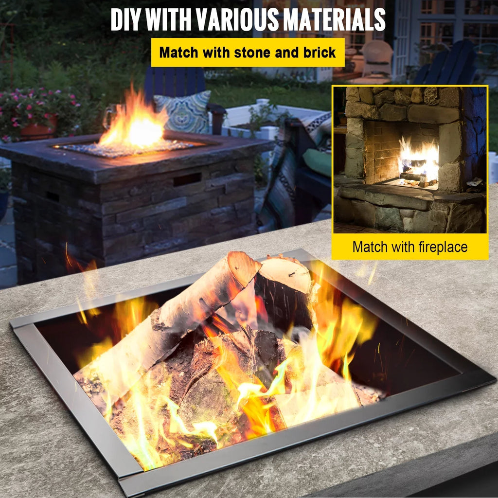 with Duty Fire Pit BENTISM Tongs Insert for Simple Patio, Ring, exterior, with Square Fire 30" Fire DIY Insert, Steel Pit Heavy Ring, Liner Installation Backyard Bonfire