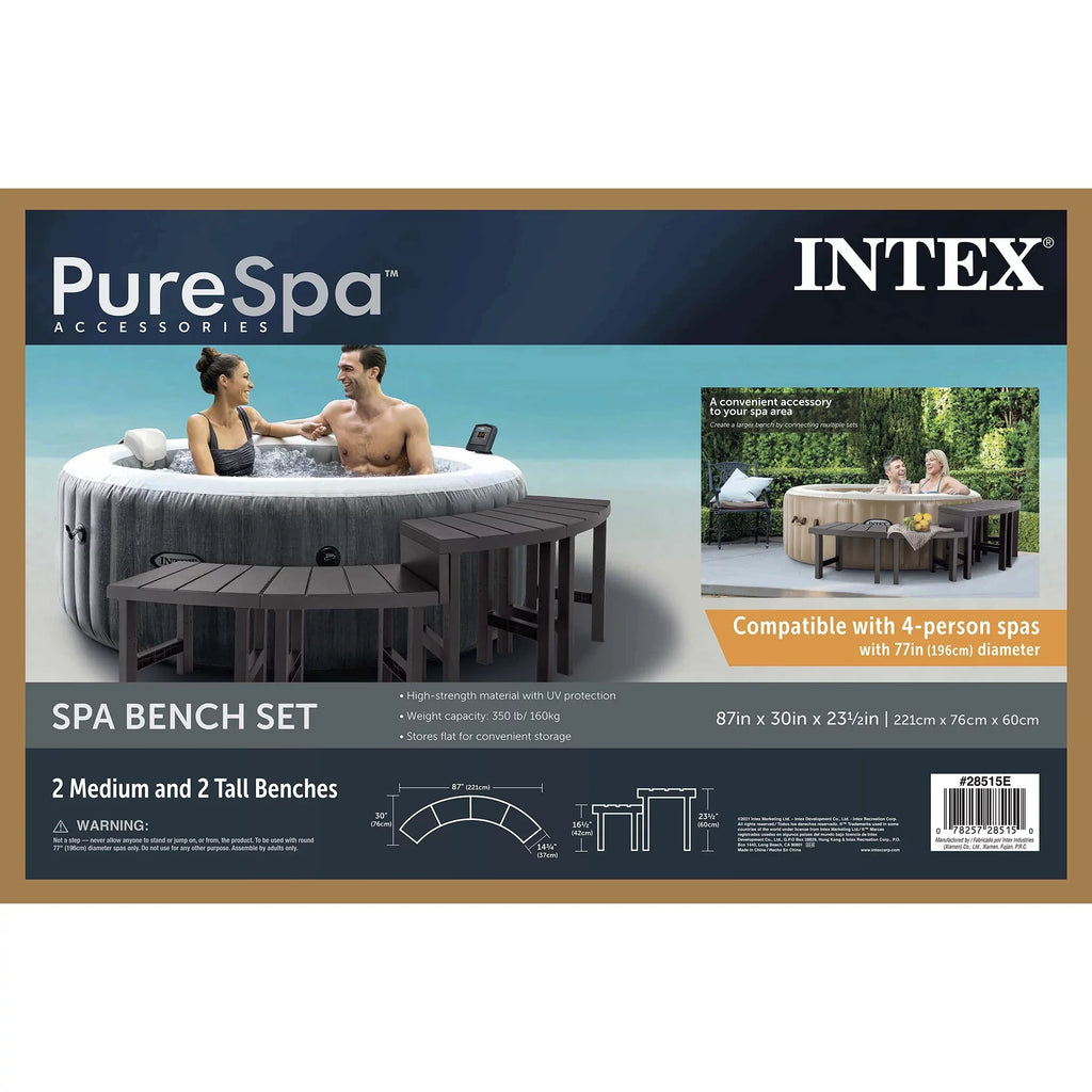 Hot Intex Accessory Tub Plus Benches Spa w/ Greywood PureSpa Inflatable Jet