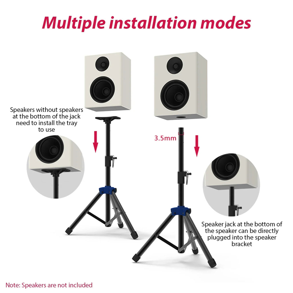 Studio Non-slip Three-point Stand Heavy Speaker Performance Duty Stand Adjustable Bracket Triangle Surround for Tripod Base Height Telescoping Speaker Sound