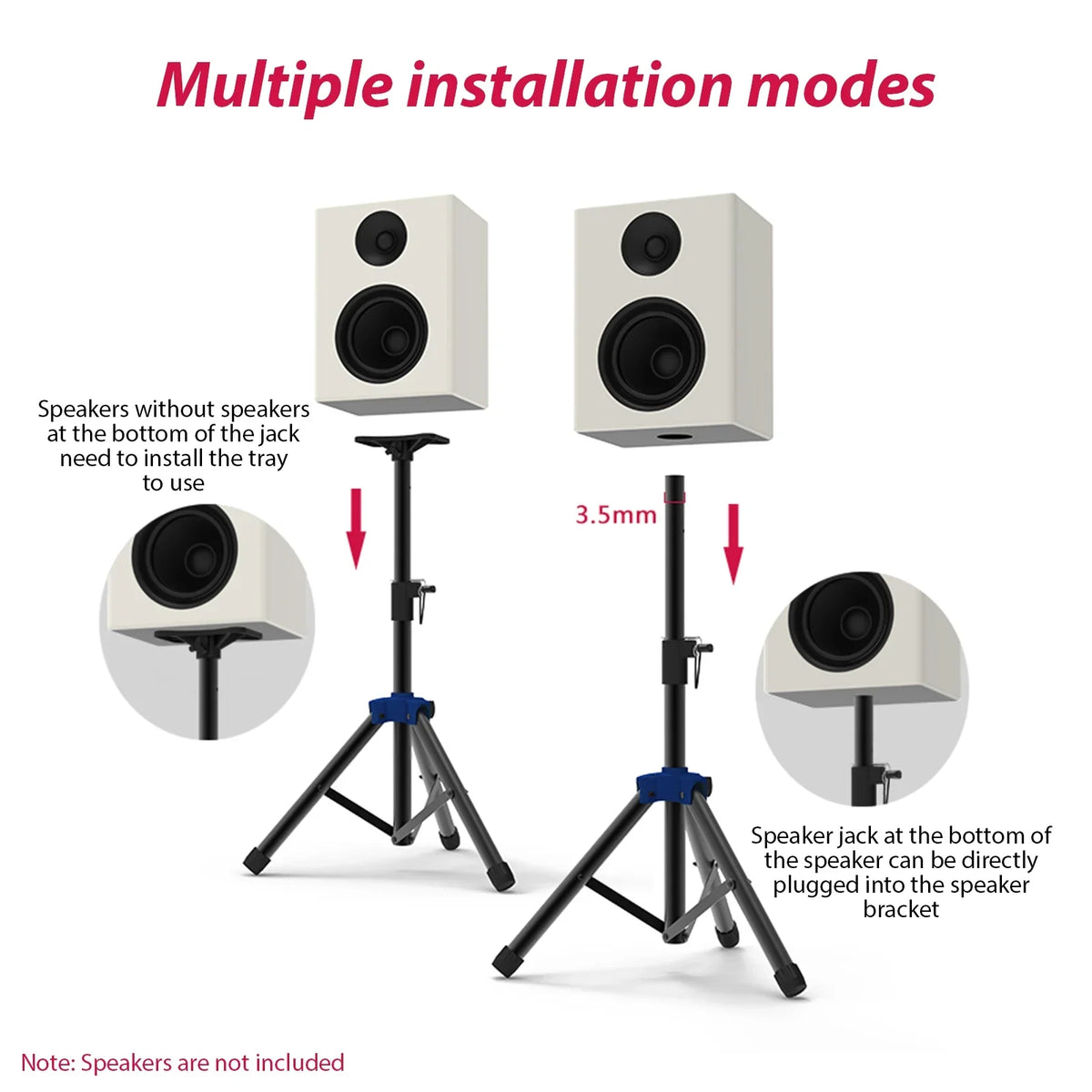 Height, Speakers Stand Base with Carevas for Three Bracket, Telescoping Triangle Studio Duty Heavy Speaker point