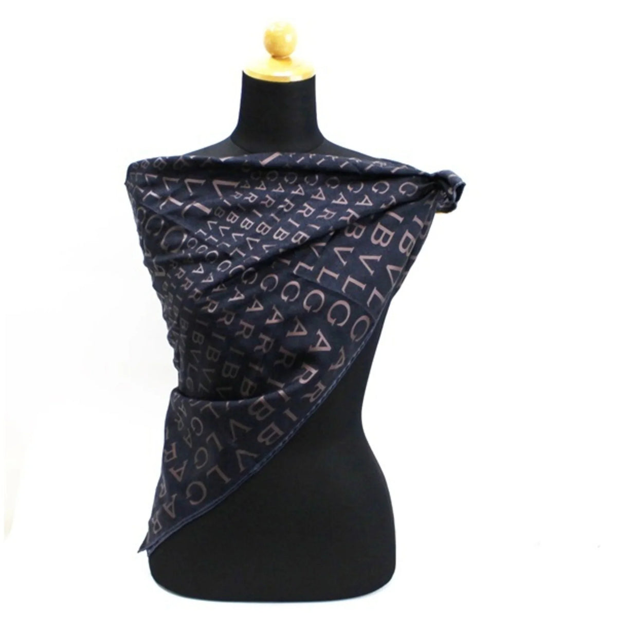 Pattern BVLGARI Ladies (Good) Bvlgari Silk | Mania Muffler Black Scarf Pre-Owned