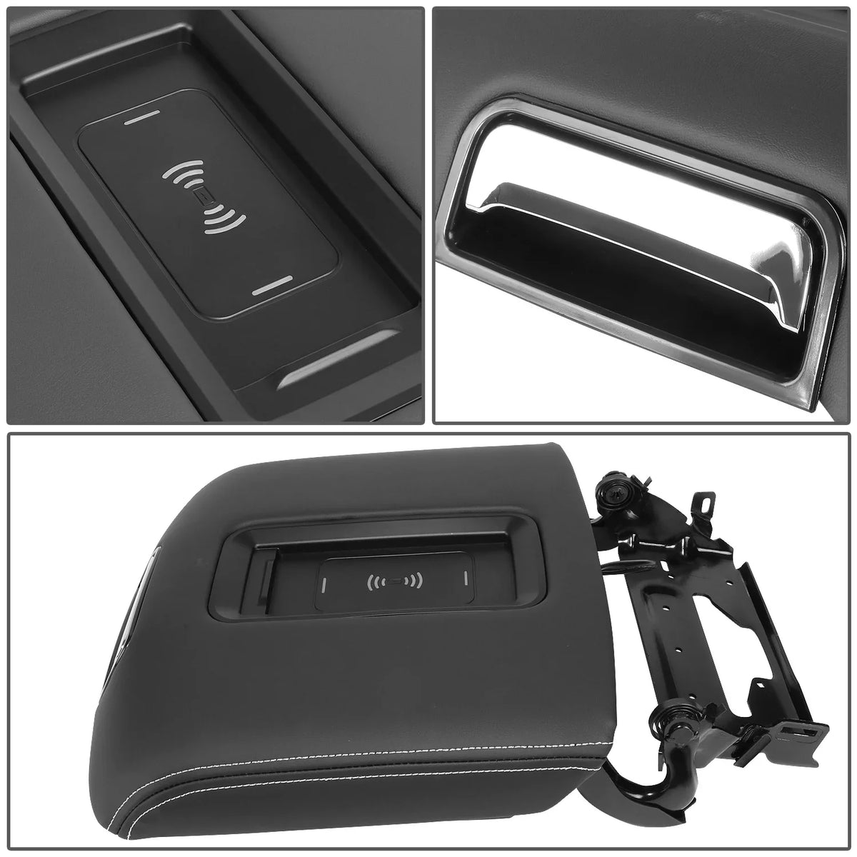 GECS-011-BK Suburban DNA GMC Lid With For Wireless Motoring Latch Center 2015-2020 Yukon Charger Console Armrest XL Chevy