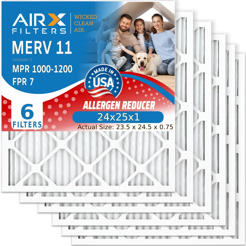 Conditioner Pleated & AIRX to Comparable 6 1200 WICKED Pack HVAC FPR Electrostatic 24x25x1 MPR 1000, Furnace Filters Premium Air MPR USA CLEAN FILTERS 7 Filter Made by Air 11 AIR. 24x25x1 Filter MERV