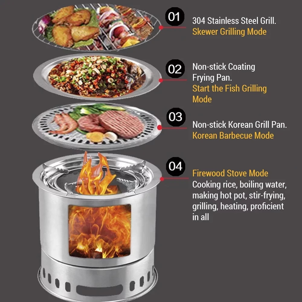 Wood Stove Multi-functional Stove, 1 Portable In for walmeck Camping Backpacking 4 Picnic