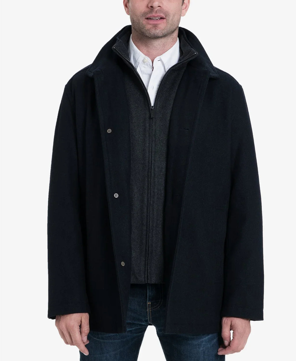 Button London Wool Coat, Fog Blend Front Men's XX-Large Car Charcoal,