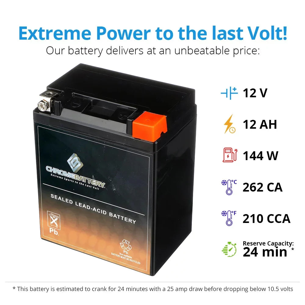 Battery Chrome Motorcycle Xs650 For Ytx14Ahl-Bs Battery 650Cc 75-'83 Yamaha